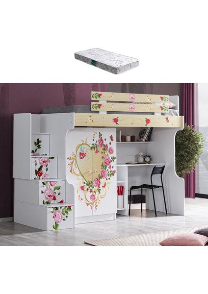 Mira Ranza 2 Kapaklı Dolap Çalışma Masası + 1 Adet Comfort Yatak