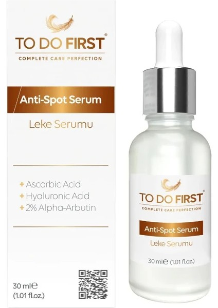 TO DO FIRST  Anti Spot Serum Vegan Cilt Tonu Eşitleyici Onarıcı Leke Karşıtı Aydınlatıcı Arbutin Leke Serumu