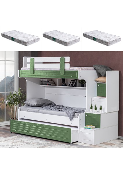 Su Yavrulu Ranza - Yeşil + 3 Adet Comfort Yatak