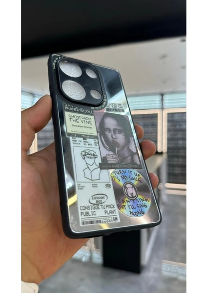 Sphone Xiaomi Redmi Note 13 Pro 4g Kılıf Aynalı Mona Lisa Kadın Resimli Portresi Silüet Desenli Graffiti 3D