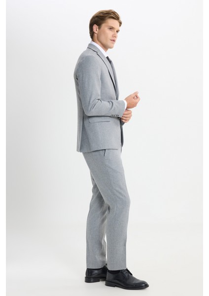 ALTINYILDIZ CLASSICS Erkek Gri Slim Fit Dar Kesim Mono Yaka Desenli Yelekli Takım Elbise modelleri