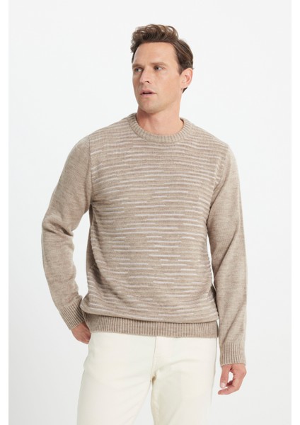 Bisiklet Yaka Standart Vizon Melanj Erkek Kazak 4A4924100054 modelleri