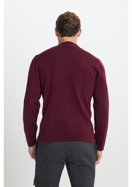 Erkek Bordo Standart Fit Normal Kesim Yarım Balıkçı Yaka Triko Kazak fırsatları