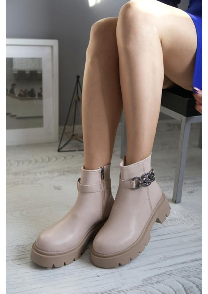 Estafania Kadın Bot Zincirli Nude Deri