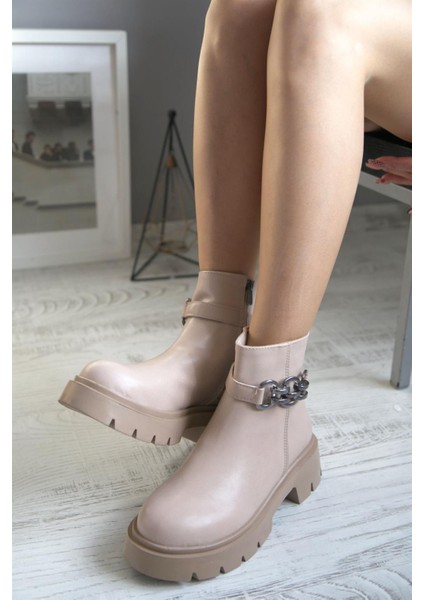 Estafania Kadın Bot Zincirli Nude Deri modelleri