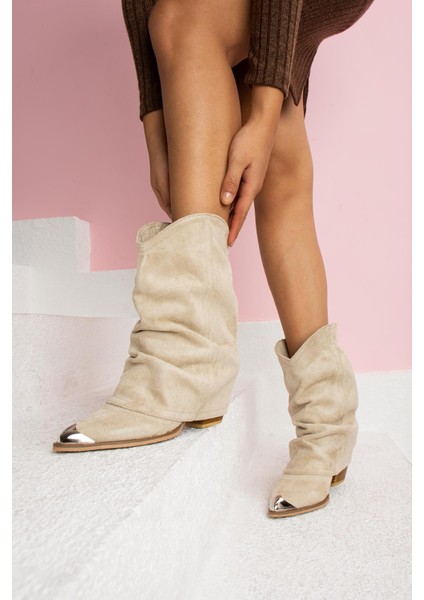 Svea Kadın Bot&bootie Kovboy Körüklü Bej Süet