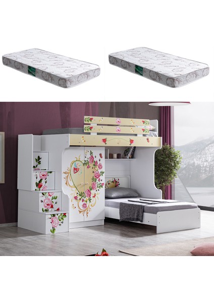 Mira Ranza Karyola 2 Kapaklı Dolap + 2 Adet Comfort Yatak