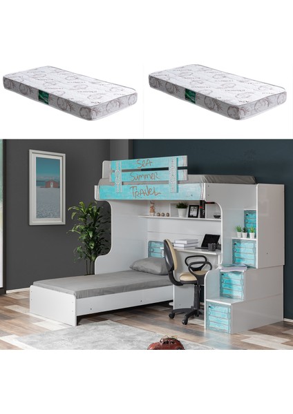 Ranza Summer Ranza Karyola Çalışma Masası + 2 Adet Comfort Yatak