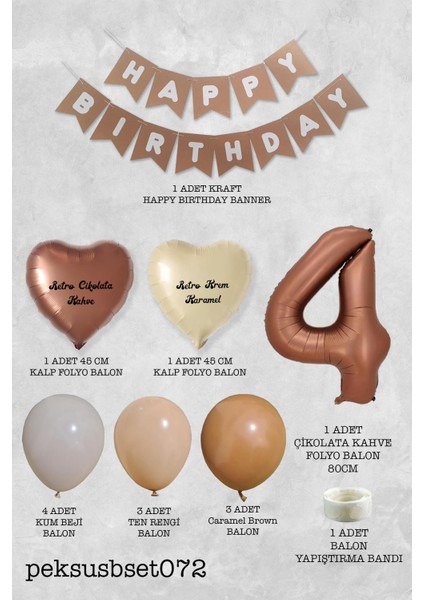 Retro Renkler Doğum Günü Parti Seti Çikolata Kahve Yaş Balonlu Kraft Banner Balon Zinciri Seti fiyatları