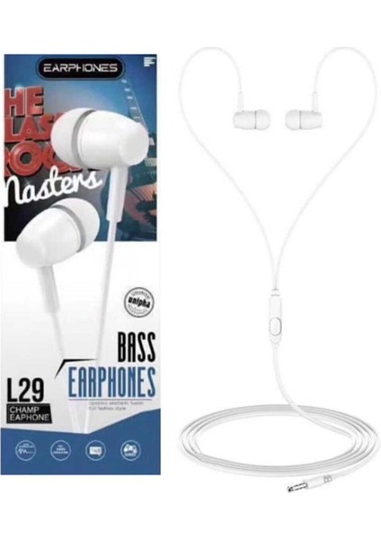 Earphones Basic L29 Platoon Bass Earphones Kulaklık Beyaz