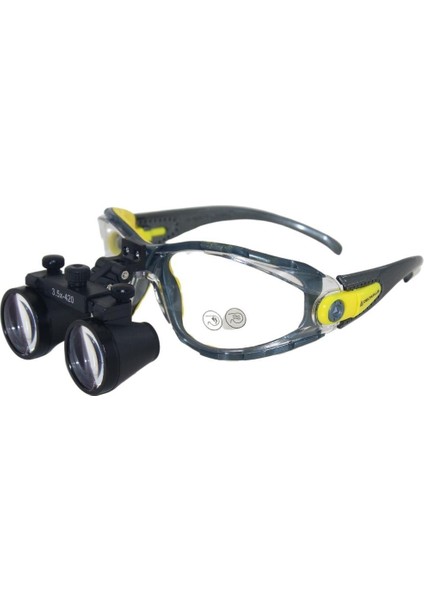 Hiperlupa ST235 Doktor Gözlük Delta Plus Sarı Çerçeve 3-5x Siyah Loupe
