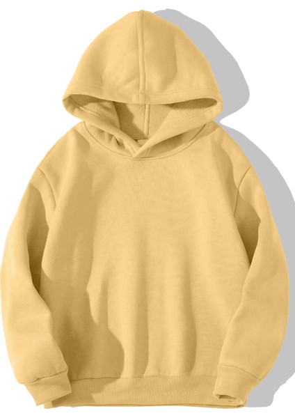 Çocuk Basic Hoodie Limon Sarısı