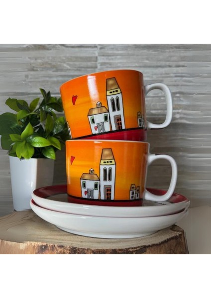 Le Casette 2'li Çay Fincanı Seti 340 ml Kırmızı modelleri