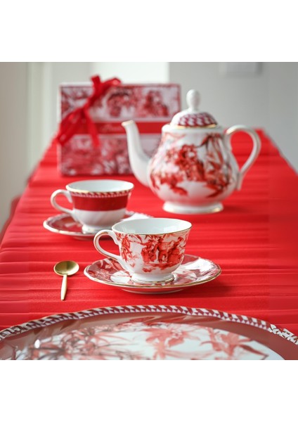 Baci Milano Le Rouge Porselen 2'li Çay Fincanı 9,5  x 6,3 cm Kırmızı