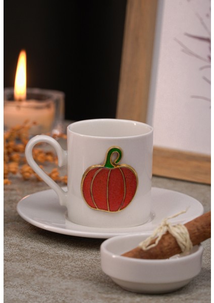 Balkabağı Kabartmalı 4 Parça 2 Kişilik Kahve Fincan Seti modelleri