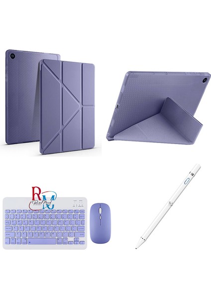 Samsung Galaxy Tab S6 Lite P610/613 Uyumlu Standlı Kılıf Dokunmatik Kalem ve Klavye Mouse 3'lü Set