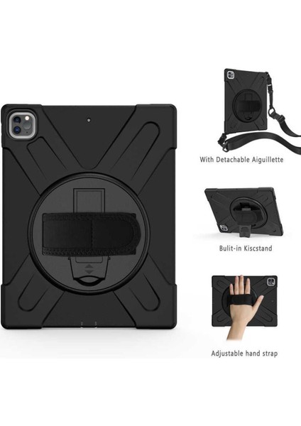 Ipad Pro 12.9 4.5. ve 6 Nesil ile Tam Uyumlu Zırh Özellikli Askılıklı Defender Military Kılıf