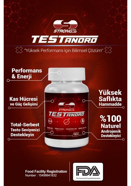 - Testandro, Testo Booster, Tribulus, Panax Ginseng,mumiyo, Horny Goat Weed 90 Kapsül
