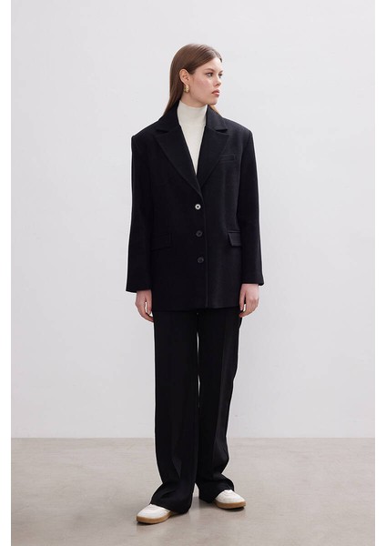 Siyah Kaşe Blazer