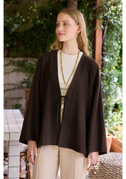 Acı Kahve Dokulu Kimono modelleri