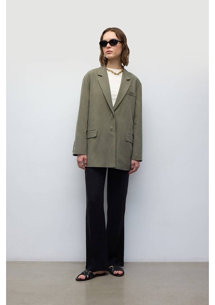 Haki Yırtmaçlı Blazer
