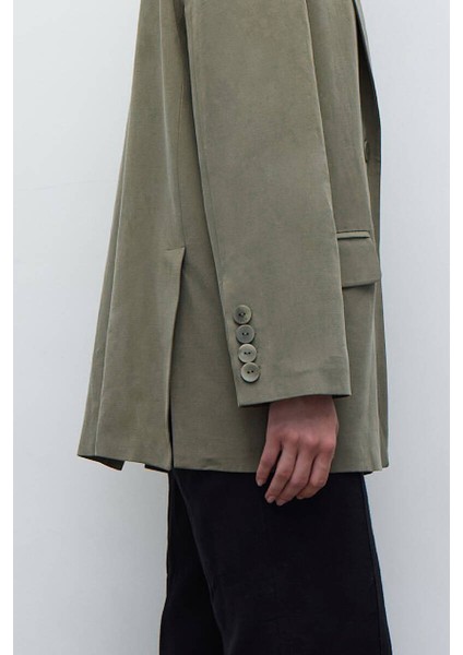 Haki Yırtmaçlı Blazer