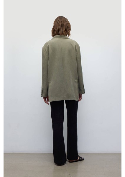 Haki Yırtmaçlı Blazer