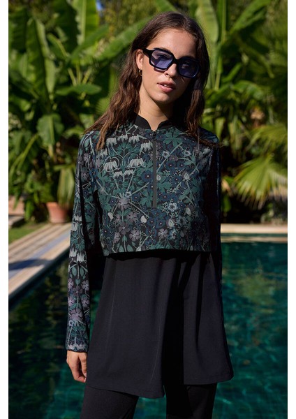 Floral Desenli Comfort Tesettür Mayo Elbise indirimleri