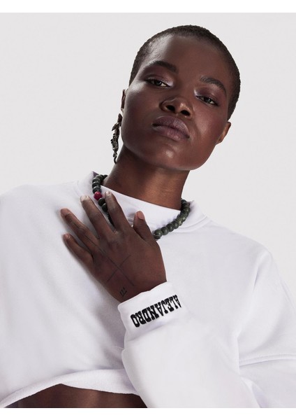 Alejandro Beyaz Crop Sweatshirt