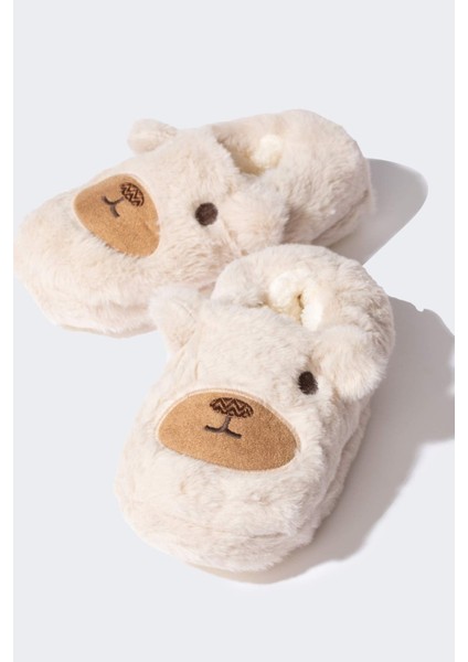 Kız Çocuk Ayıcık Temalı Pelüş Düz Taban Panduf D3442A824WN fırsatları