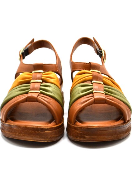 Kadın Comfort Deri Sandalet Taba 2216412Y fırsatları