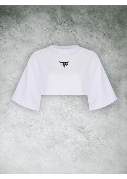 Alejandro Beyaz Crop T-Shirt