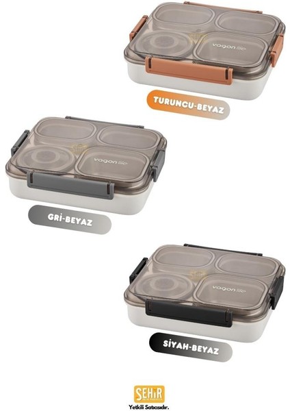 4 Bölmeli ( Yeni ) 1200 ml Çelik Lunch Box VGN-7080 - Siyah indirimleri
