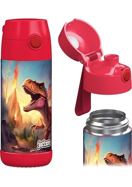 Çocuk Su Şişesi Yalıtımlı Paslanmaz Çelik Su Şişesi Bpa Içermez Sızdırmaz Okullar ve Anaokulları Için Bardak Kapaklı Çocuk Şişesi (350ML) (Yurt Dışından)