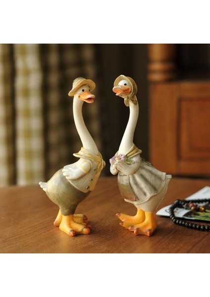 2'li Paket Ev Rafları El Sanatları Süslemeleri Için Reçine Ördek Heykelciği (Yurt Dışından) modelleri
