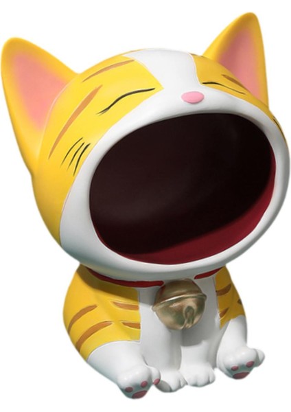 Kedi Heykeli Giriş Anahtar Kasesi Şeker Kasesi Yatak Odası Kitaplık Oturma Odası Sarı (Yurt Dışından)