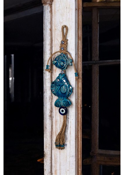 Nazar Boncuklu Seramik Balon Balığı Desenli Büyük Parlayan Balık Dekoratifli Duvar Süs Eşya 10X56 cm fiyatları