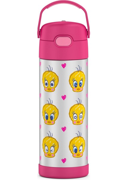 ， Geniş Ağızlı Kapaklı 16 Oz Paslanmaz Çelik Vakumlu Termos Neon Mor (Yurt Dışından)