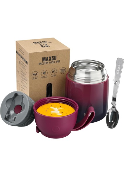 Çocuklar ve Yetişkinler Için Yalıtımlı Çorba Konservesi 17 Ons Paslanmaz Çelik Kaşıklı Yalıtımlı Gıda Kabı Üçlü Duvar Yalıtımı (Gökkuşağı) (Yurt Dışından)