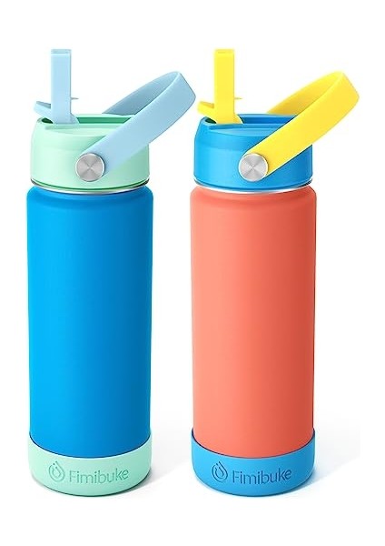 Çocuklar Yalıtımlı Su Şişesi 18 Oz Bpa Içermeyen Paslanmaz Çelik Saman ile Seyahat Çift Duvar Sızdırmaz Yürümeye Başlayan Okul Erkek Kız Için (1 Paket Yeşil Dinozor) (Yurt Dışından)