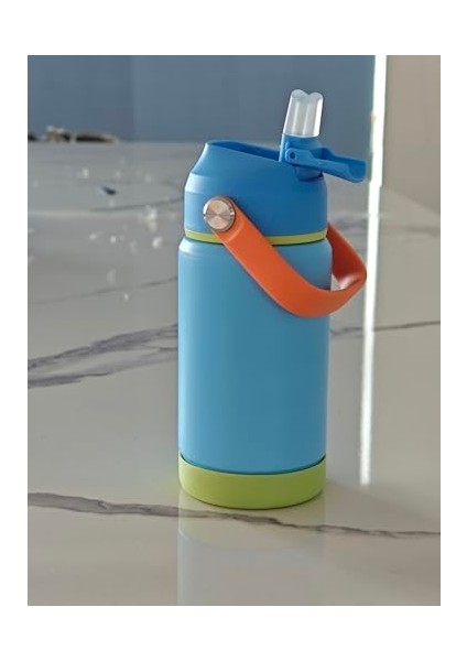 ， 12 Oz Sızdırmaz Çocuklar Su Şişesi Samanlı Yalıtımlı Paslanmaz Çelik Vakumlu Şişe Okul Için Bpa Ücretsiz Yeşil (Yurt Dışından)