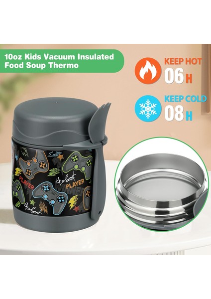 ， 10 Oz) Çorba Yalıtımlı Çocuk Yalıtımlı Gıda Kavanoz Sıcak Yemek Öğle Yemeği Kabı Çocuklar Için Geniş Ağızlı Paslanmaz Çelik Öğle Yemeği Kutusu (Siyah Gamepad) (Yurt Dışından) fırsatları