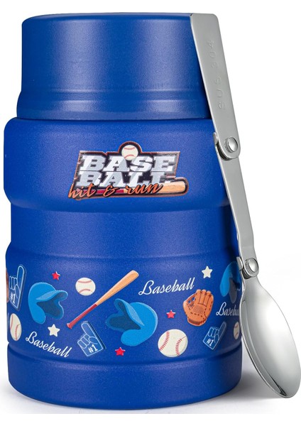 17 Oz Çocuklar Için Sıcak Yemek Kavanozu - Katlanır Kaşıklı Çorba Kavanozu - Sıcak ve Soğuk Yemek Kavanozu - Sarı Futbol (Yurt Dışından)