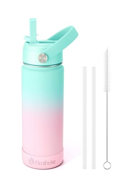 Çocuklar Yalıtımlı Su Şişesi 18 Oz Bpa Içermeyen Paslanmaz Çelik Saman ile Seyahat Çift Duvar Sızdırmaz Yürümeye Başlayan Okul Erkek Kız Için (1 Paket Yeşil Dinozor) (Yurt Dışından)