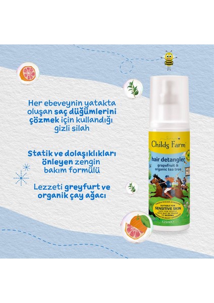 Childs Farm 2'li Çilek ve  Nane Özlü Çocuk Şampuan ve Kolay Tarama Spreyi (2 Adet)