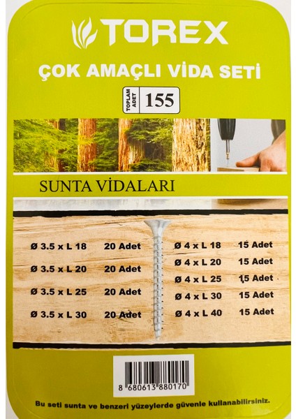 Çok Amaçlı Vida Seti 155 Parça