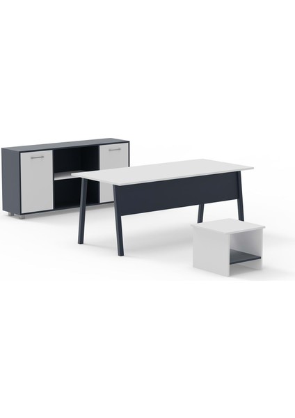 Kuzey Ofis Takımı - Beyaz - Antrasit - 160 cm