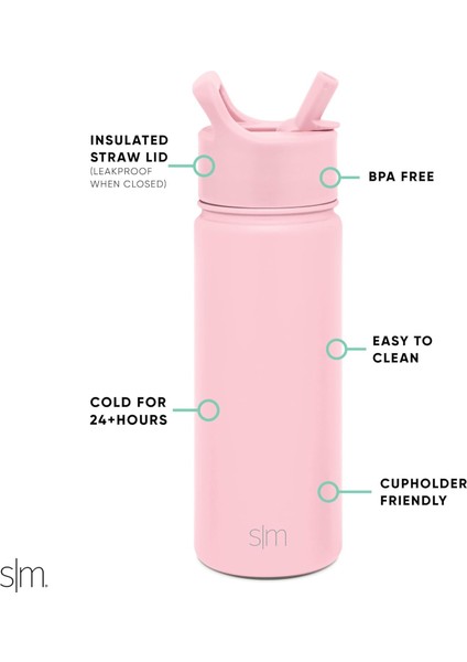 ，，çocuklar Için Saman Kapaklı Su Şişesi Vakum Yalıtımlı Paslanmaz Çelik Metal Termos Yeniden Kullanılabilir Sızdırmaz Bpa Okulu 18 Oz (Yurt Dışından) modelleri