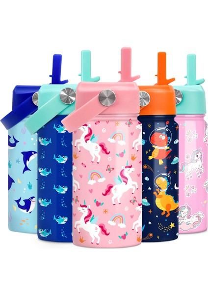 Çocuk Su Şişesi Bale Su Şişesi 12 Oz Saman ile Yalıtımlı Paslanmaz Çelik Seyahat Okul Cam Çift Duvarlı Vakum Bardak Kızlar ve Çocuklar Için (Yurt Dışından)