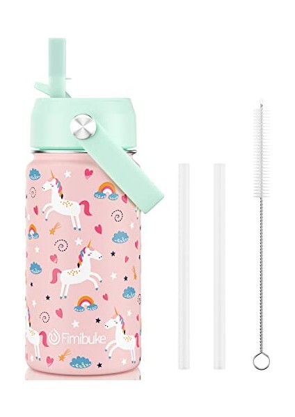 Çocuklar Yalıtımlı Su Şişesi 14 Oz Bpa Içermeyen Paslanmaz Çelik Çift Duvar Vakum Sızdırmazlık Öğrencileri Erkekler ve Kızlar Için Pipetli (1 Paket Mavi Dinozor) (Yurt Dışından)